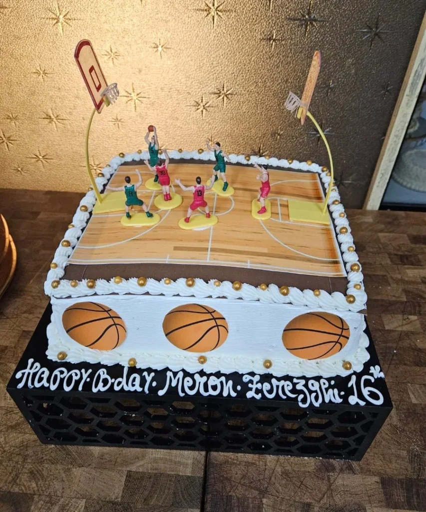 Basketball-court birthday cake