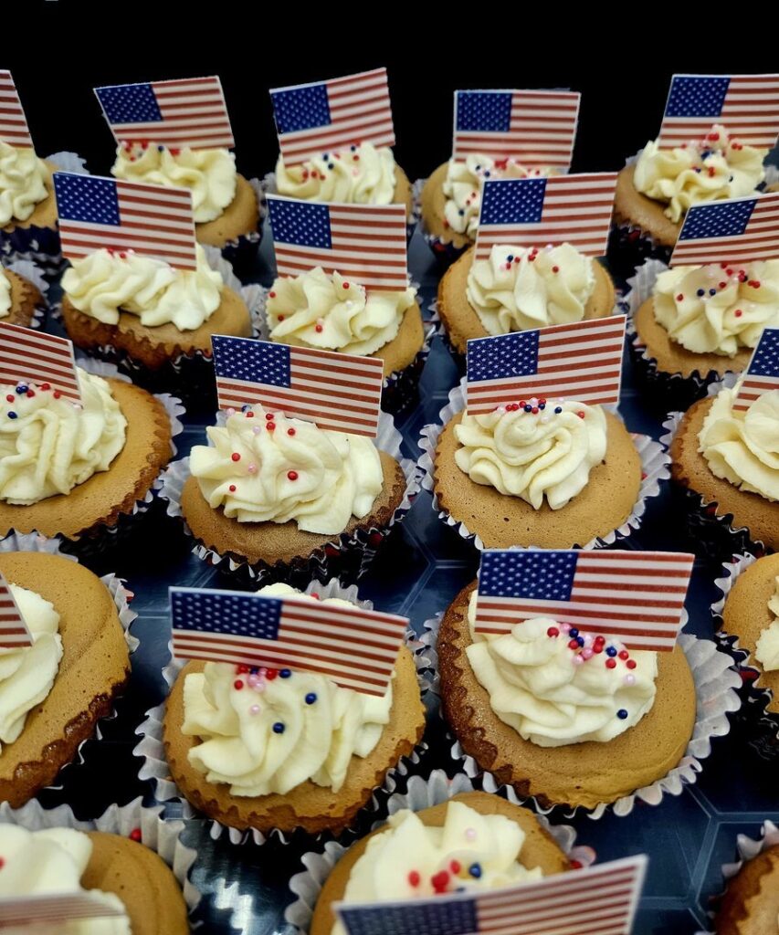 Cupcakes topped with small flags